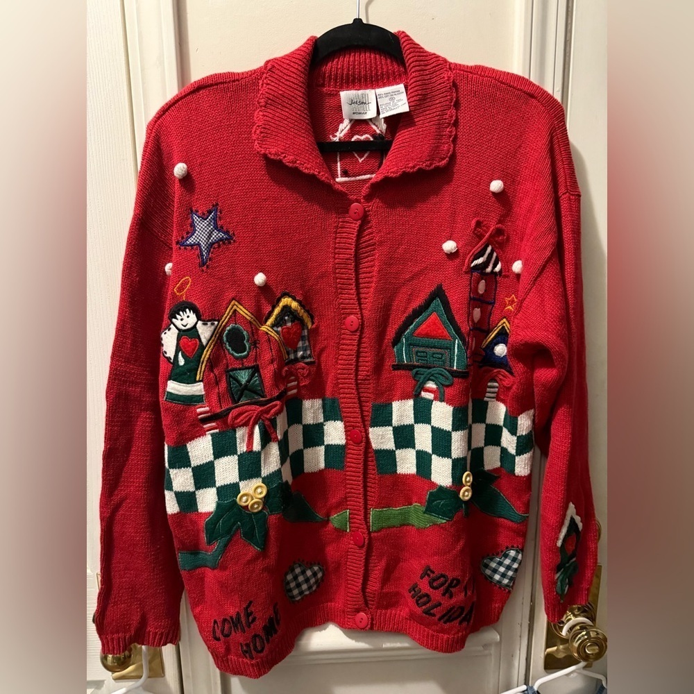 Vintage Jason Maxwell "Come Home for the Holiday" Christmas Cardigan